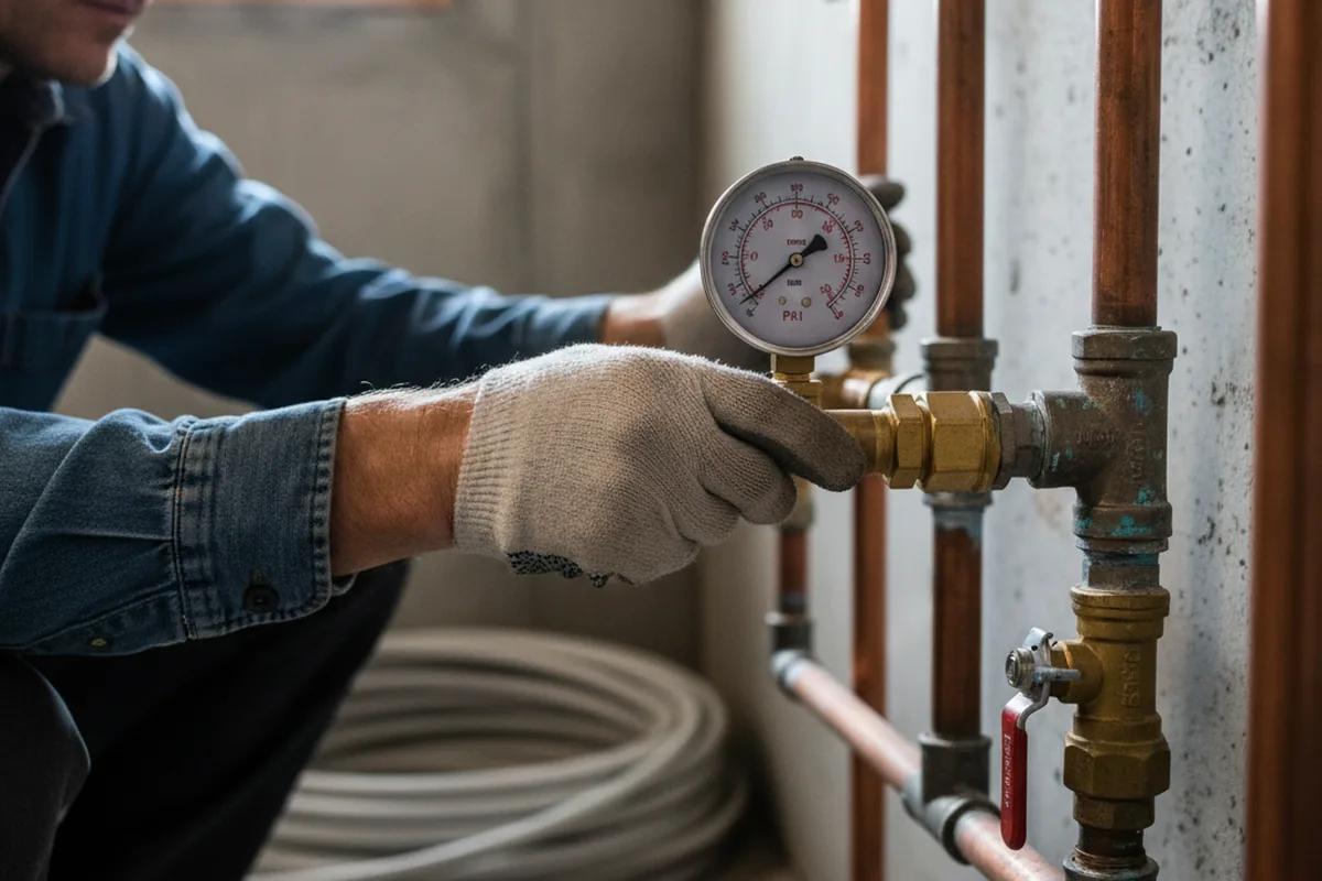 Pressure testing a repaired line during Water Line Repair in Vinton
